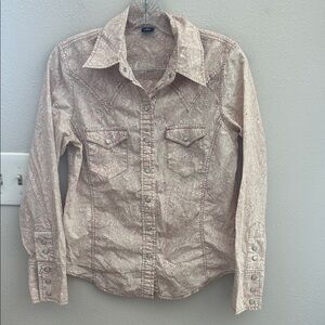 GAP Floral Western Top Pearl Snap Button-up Womens Rodeo Ranch Cotton Pockets S